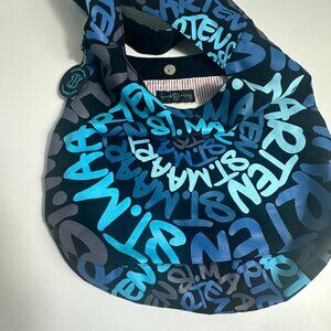 🩷 Robin Ruth St. Maarten Hobo Bag Blue Spellout Canvas Souvenir Sling Purse